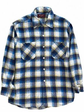 Vintage 90s grunge Kingsport Plaid Flannel Shirt Blue Green - medium